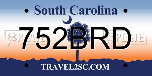 752BRD South Carolina License Plate
