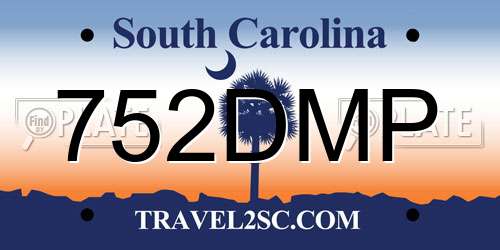 752DMP South Carolina License Plate