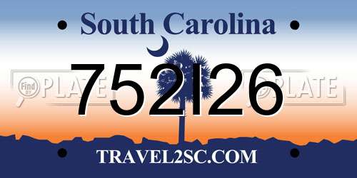752I26 South Carolina License Plate