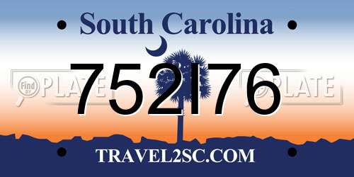 752I76 South Carolina License Plate