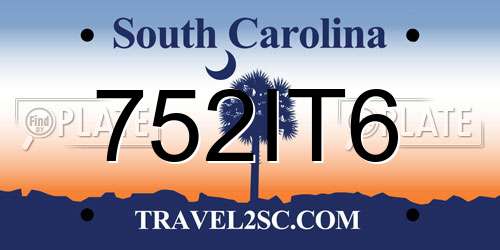 752IT6 South Carolina License Plate