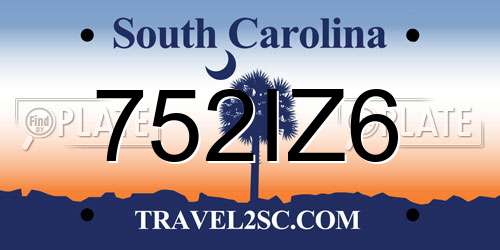 752IZ6 South Carolina License Plate