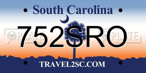 752SRO South Carolina License Plate
