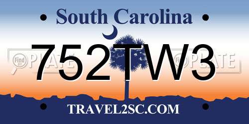 752TW3 South Carolina License Plate