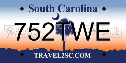 752TWE South Carolina License Plate
