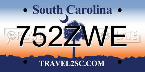 752ZWE South Carolina License Plate