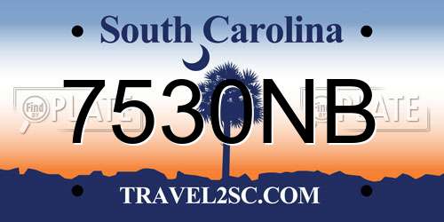 7530NB South Carolina License Plate