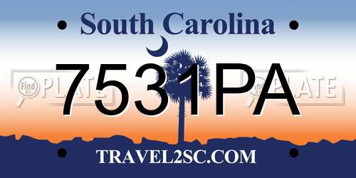 7531PA South Carolina License Plate