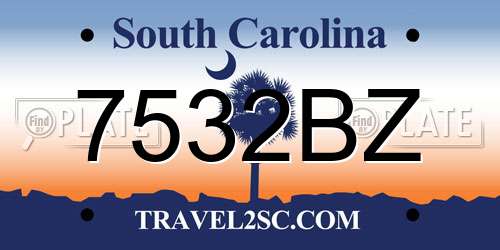 7532BZ South Carolina License Plate