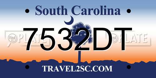 7532DT South Carolina License Plate