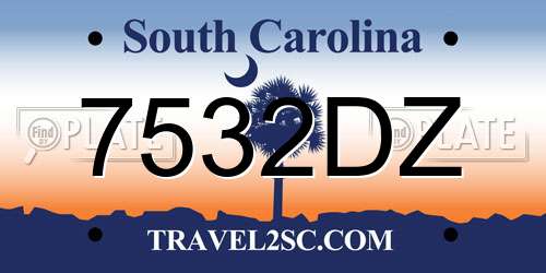 7532DZ South Carolina License Plate