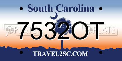 7532OT South Carolina License Plate