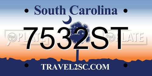 7532ST South Carolina License Plate