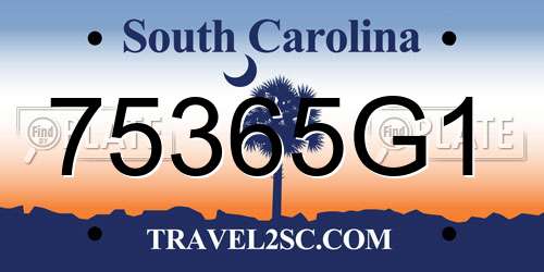 75365G1 South Carolina License Plate