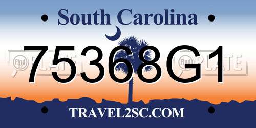 75368G1 South Carolina License Plate