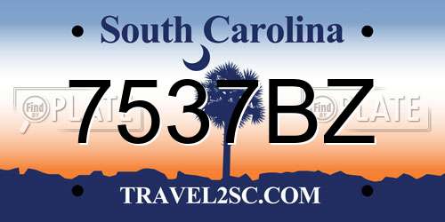 7537BZ South Carolina License Plate