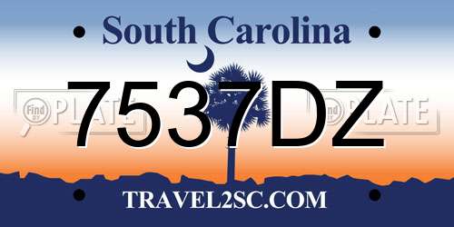 7537DZ South Carolina License Plate