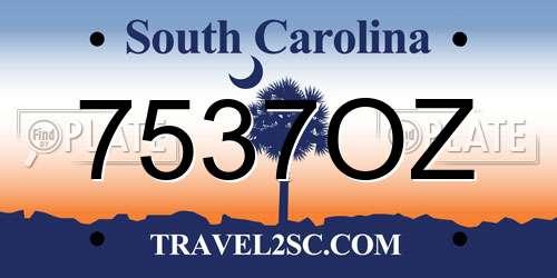 7537OZ South Carolina License Plate