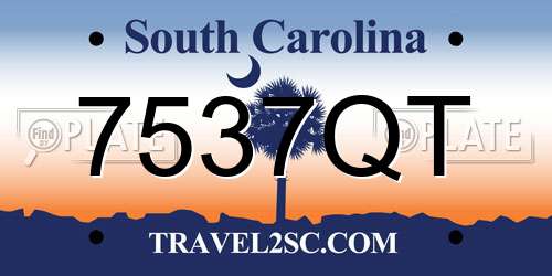 7537QT South Carolina License Plate