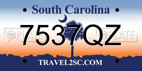 7537QZ South Carolina License Plate