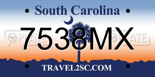 7538MX South Carolina License Plate