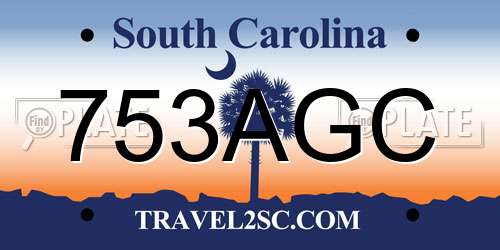 753AGC South Carolina License Plate