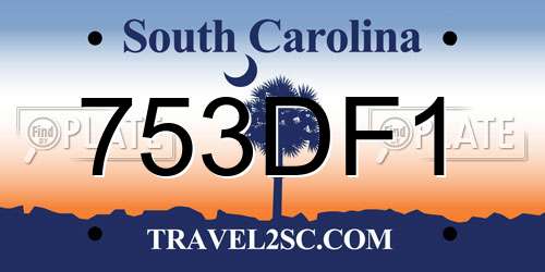 753DF1 South Carolina License Plate