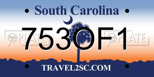 753OF1 South Carolina License Plate