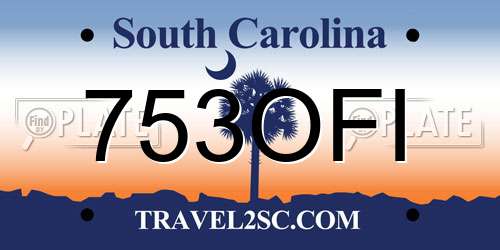 753OFI South Carolina License Plate