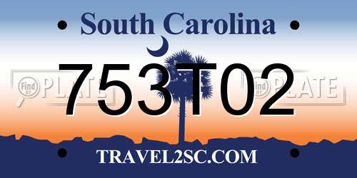 753T02 South Carolina License Plate