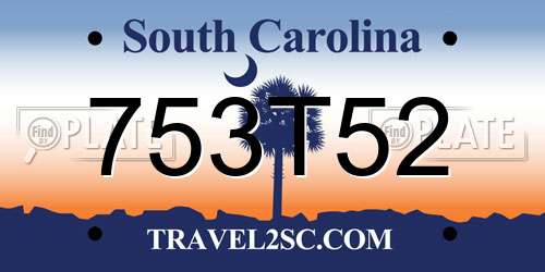753T52 South Carolina License Plate