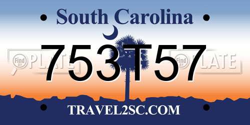 753T57 South Carolina License Plate