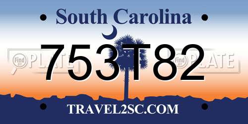 753T82 South Carolina License Plate