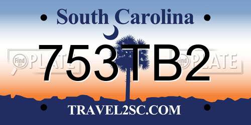 753TB2 South Carolina License Plate