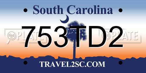 753TD2 South Carolina License Plate