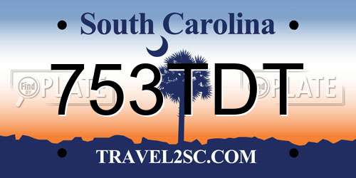 753TDT South Carolina License Plate