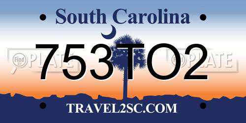 753TO2 South Carolina License Plate