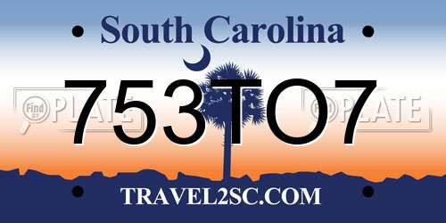 753TO7 South Carolina License Plate