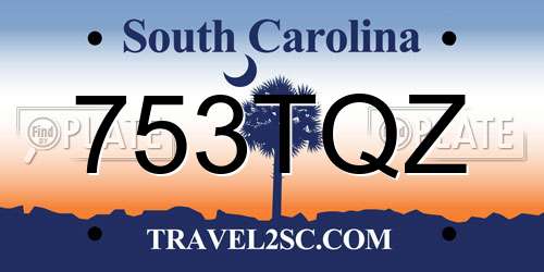 753TQZ South Carolina License Plate