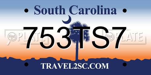 753TS7 South Carolina License Plate