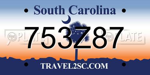 753Z87 South Carolina License Plate