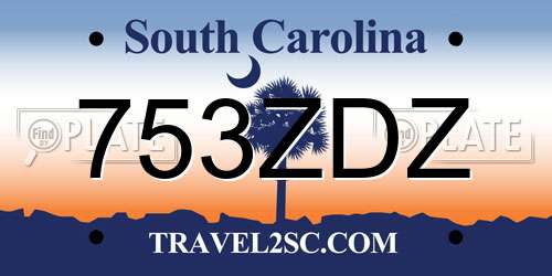 753ZDZ South Carolina License Plate