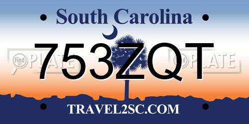 753ZQT South Carolina License Plate
