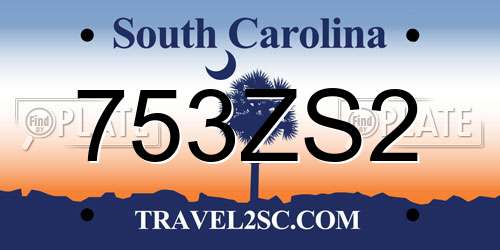 753ZS2 South Carolina License Plate