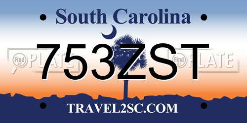 753ZST South Carolina License Plate