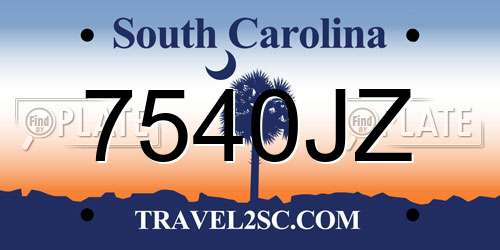 7540JZ South Carolina License Plate