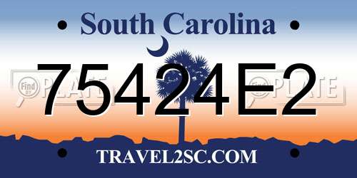 75424E2 South Carolina License Plate