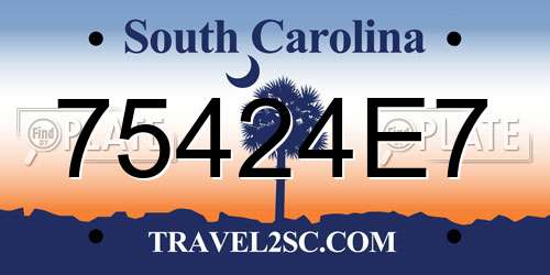 75424E7 South Carolina License Plate