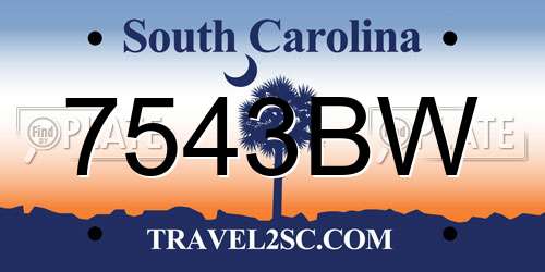 7543BW South Carolina License Plate