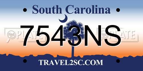 7543NS South Carolina License Plate
